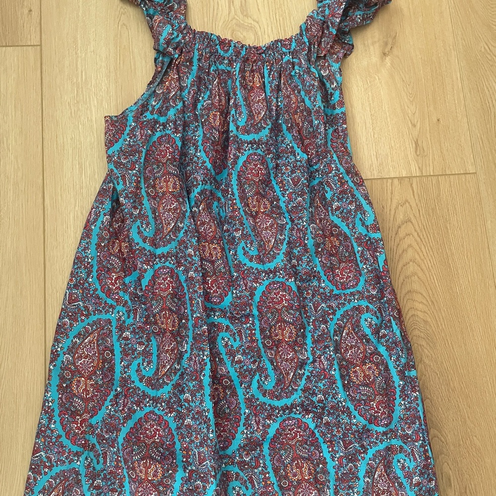 J. Crew Paisley Dress in Teal and Burgundy